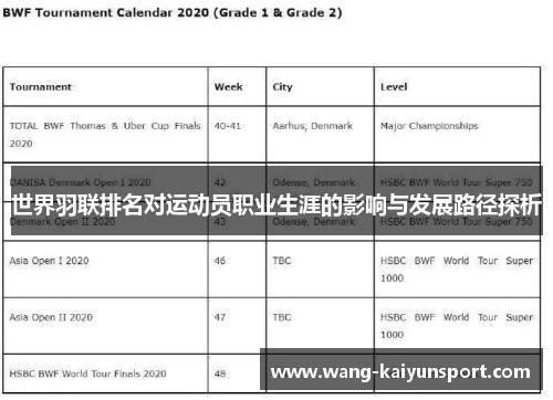 世界羽联排名对运动员职业生涯的影响与发展路径探析